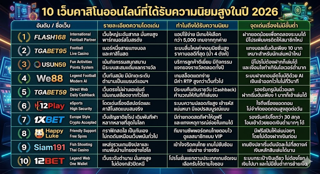 คาสิโนออนไลน์ ไม่มีขั้นต่ำ
