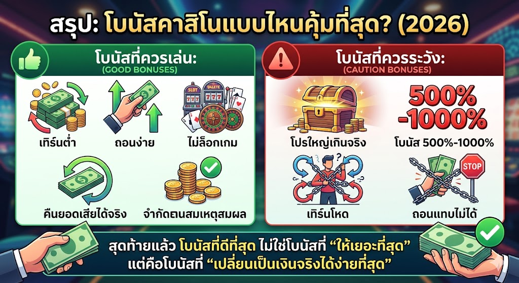 โบนัสคาสิโนแบบไหนคุ้ม