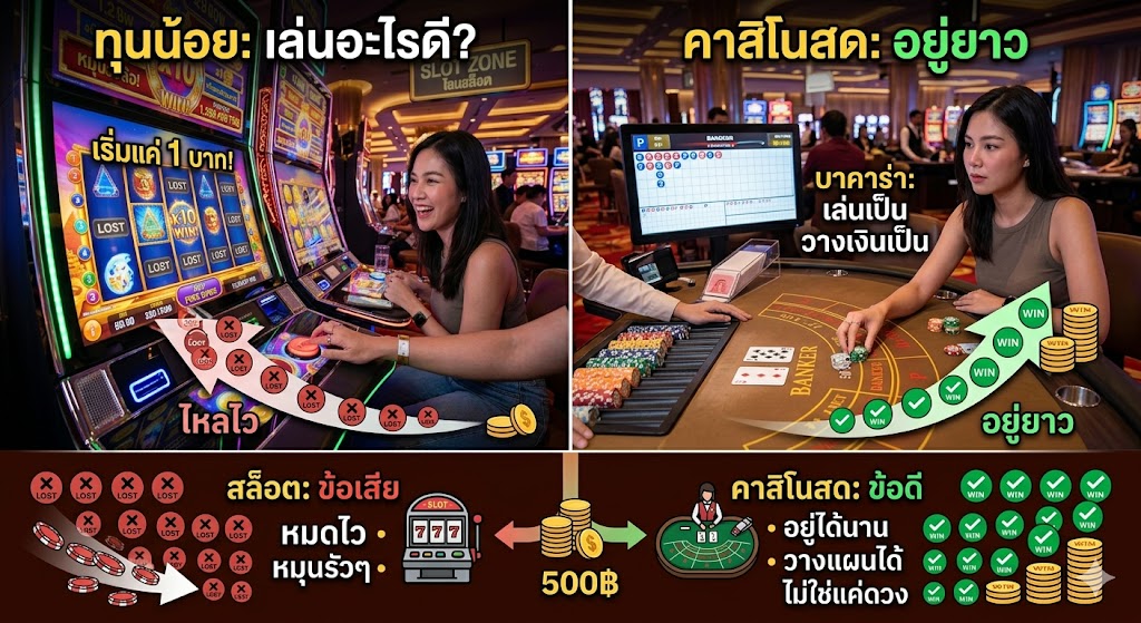 คาสิโนสดกับสล็อตต่างกันยังไง