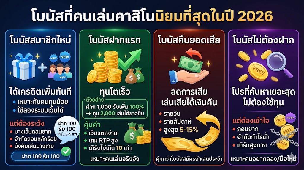 โบนัสคาสิโนแบบไหนคุ้ม