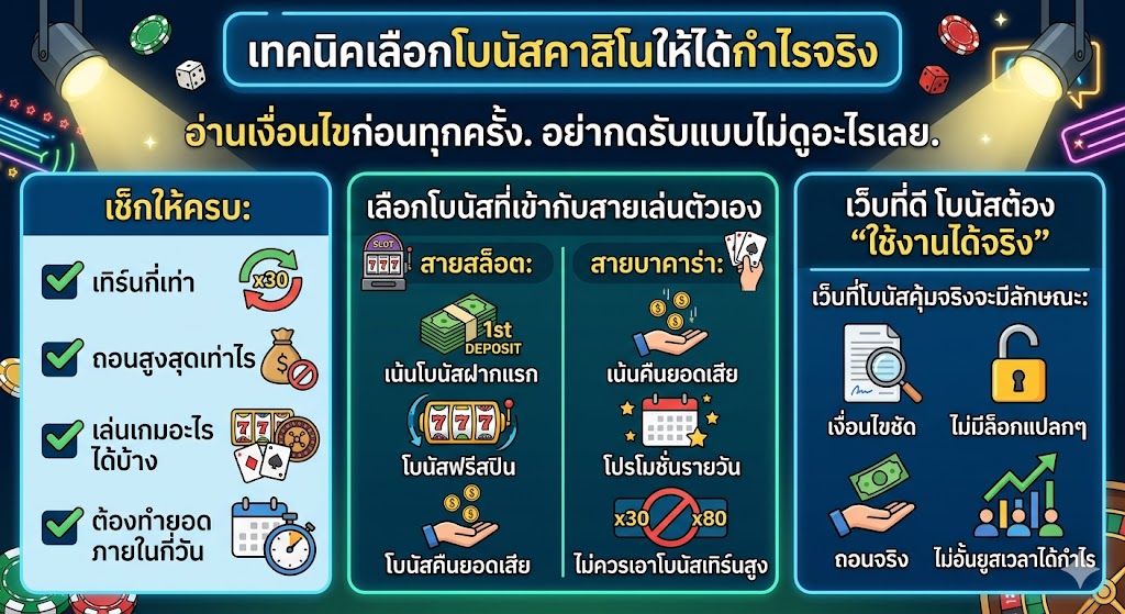 โบนัสคาสิโนแบบไหนคุ้ม